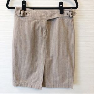 Kors by Michael Kors Vintage Brown Pinstripe Belted Skirt
